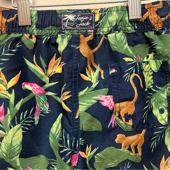 Janie and Jack Navy Tropical Print Kids Swim Shorts - Picture 4 of 7